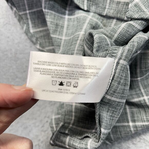 Orvis Button-Down Shirt Men’s 2XL Gray White Windowpane Plaid Short Sleeve - Picture 7 of 11